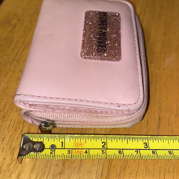 Money Moves faux Leather pink Credit Card Holder Accordion Wallet pre-owned stil - Picture 9 of 9